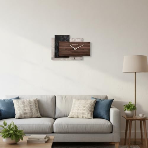 Westclox Modern Fusion Wall Clock – Layered Wood and Marble-Inspired Design - Image 6