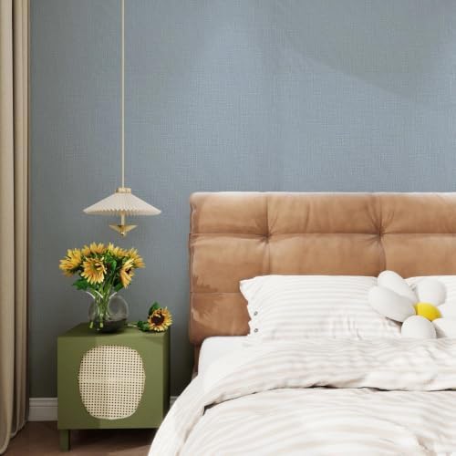 wishFIRE Grasscloth Peel and Stick Wallpaper 15.7"X480.3" Blue Contact Paper - Image 4