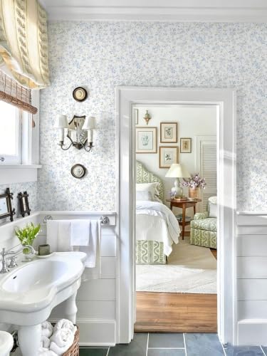 Peel and Stick Wallpaper for Nursery Blue Cherry Blossom Waterproof - Image 4