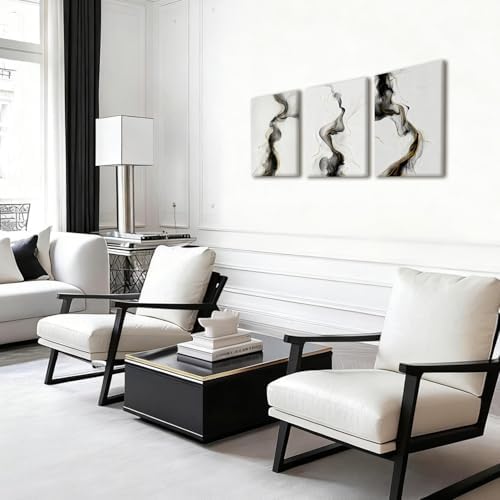 NCCXNCC 3 Pcs Black and White Abstract Canvas Wall Art 12x16 Inch Framed - Image 4