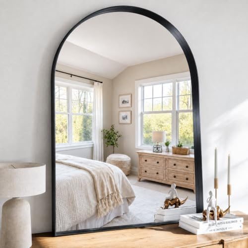 48"x36" Black Arched Mirror, Arched Wall Mirror by MYSUNORIA