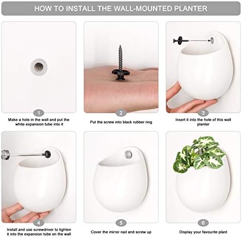 Mkono Ceramic Wall Planter for Indoor Plants 4 Inch Hanging Pot - Image 7