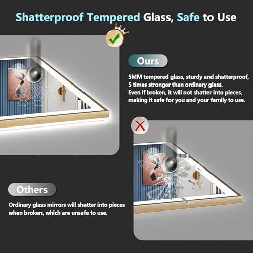 66x36 Gold LED Bathroom Mirror - Image 7