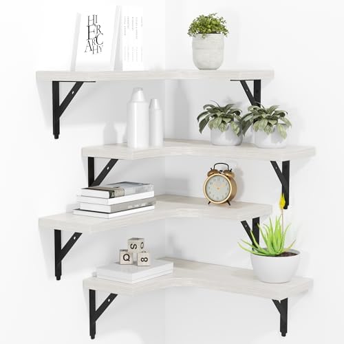 ROMGUAR CRAFT Corner Floating Shelves Wall Mounted Set of 4 by ROMGUAR+CRAFT