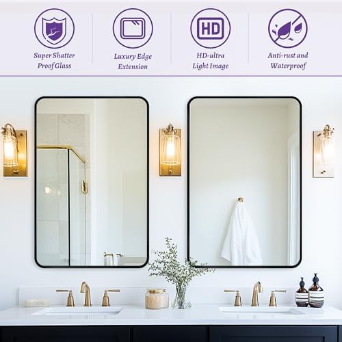 Antok 22x30 Black Metal Framed Bathroom Mirror, Wall Mirror - Image 4