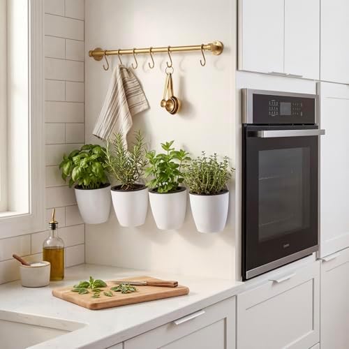MyGift 5 Inch White Self Watering Wall Planter Pots - Image 4