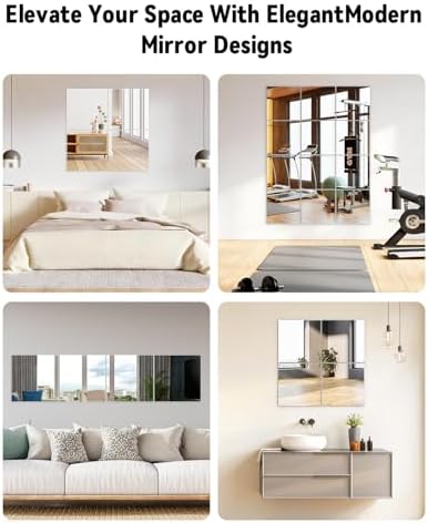 Full Length Wall Unbreakable Mirror Tiles12'' x 12'' x 4PCS - Image 7