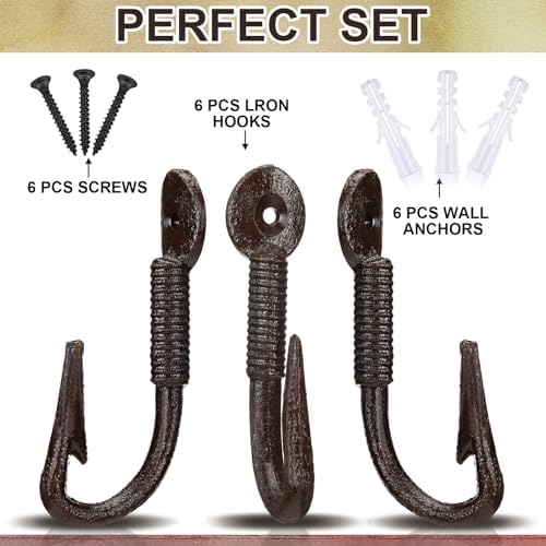 Duraaamo 3 Pcs Realistic Fish Hooks Cast Iron Wall Hook Rustic Wall Hanger - Image 4