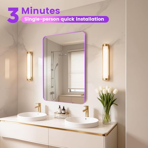24" x 28" Purple Bathroom Mirror - Image 4
