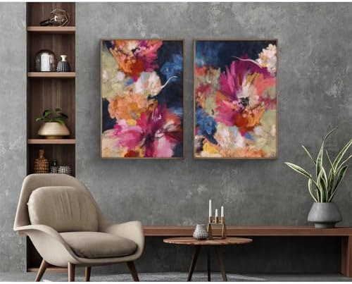 Colorful Abstract Wall Art Decor Modern Flower Canvas Wall Art Abstract Flower - Image 3