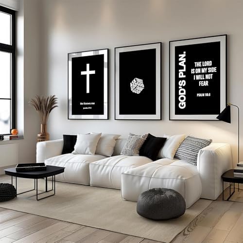 Christian Jesus Wall Art Black White God Canvas Wall Decor Religious Bible - Image 5