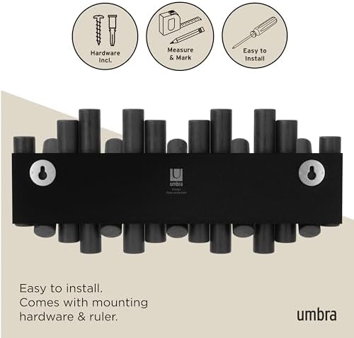 Umbra Picket Coat Rack, Wall Mount 5 Flip-Down Coat Hooks - Image 6