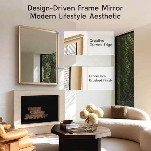 Gold Bathroom Mirror 30x40 Inch, Rectangle Vanity Mirror - Image 2
