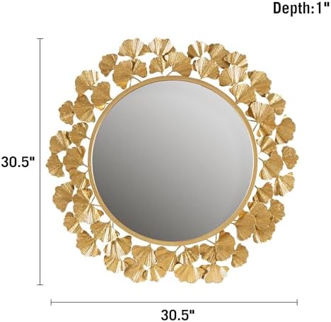 Martha Stewart Wall Décor Large Gingko Leaf Round Wall Mirror - Image 6