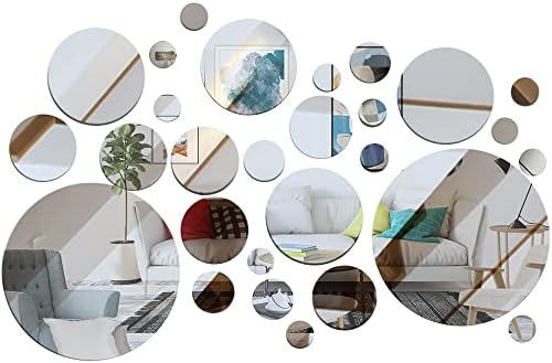32 Pcs Acrylic Mirror Wall Stickers, Removable Wall Decal Mirror Set, Bathroom by DIBALIYI