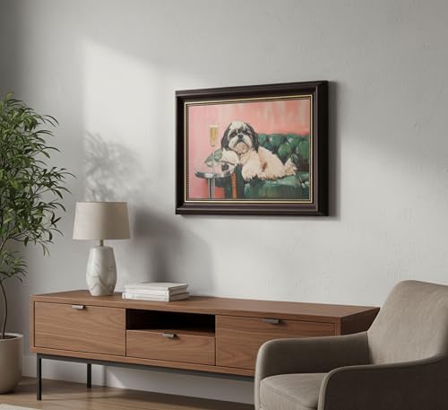 Dark Brown Framed-Funny Dog Wall Art, Whimsical Dog - Image 2