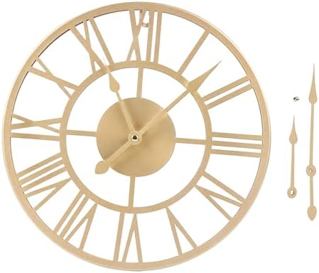 Metal Wall Clock Roman Numerals Battery Operated Decor Clock Silent Non-Ticking by BAKBRAND