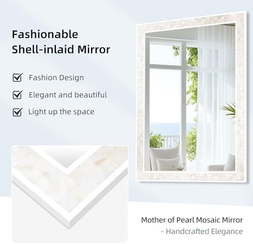 White Mosaic Bathroom Vanity Wall Mirror 30x40 Inch - Image 4