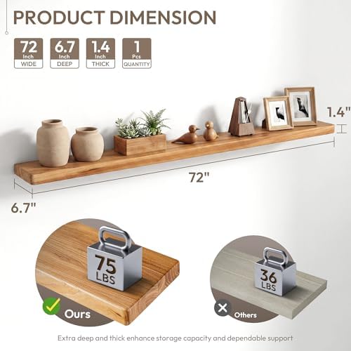 Marsmiles 72in Wall Mounted Floating Shelves - Image 3