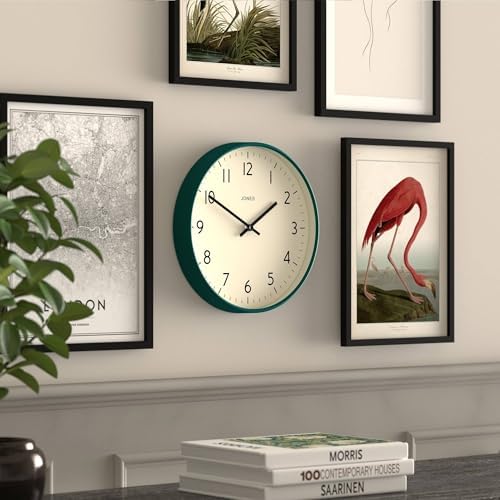 JONES CLOCKS® Studio Clock | Modern Round wall Clock | 12" | Dark Green | Easy - Image 4