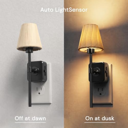 L LOHAS LED Night Lights Plug into Wall, Pleated Fabric Cover Night Light - Image 2