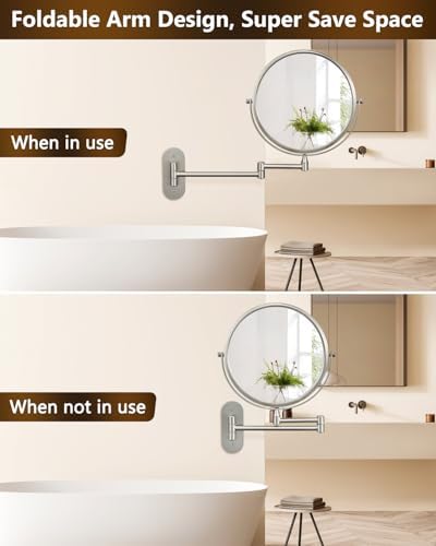 DECLUTTR 9 Inch Wall Mounted Makeup Mirror, 15X Magnification Double Sided - Image 5