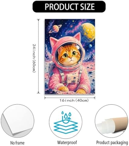 Cosmic Astronaut Cat Poster Space Galaxy Cat Canvas Wall Art - Image 3