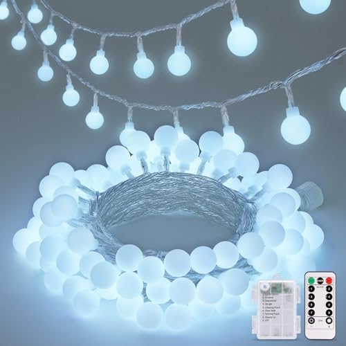 JMEXSUSS 33FT 100 LED Globe White String Lights Battery Operated by JMEXSUSS