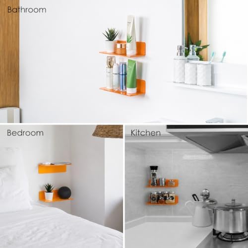 OAPRIRE Small Acrylic Floating Wall Shelves Set of 2, Flexible Use of Wall Space - Image 4