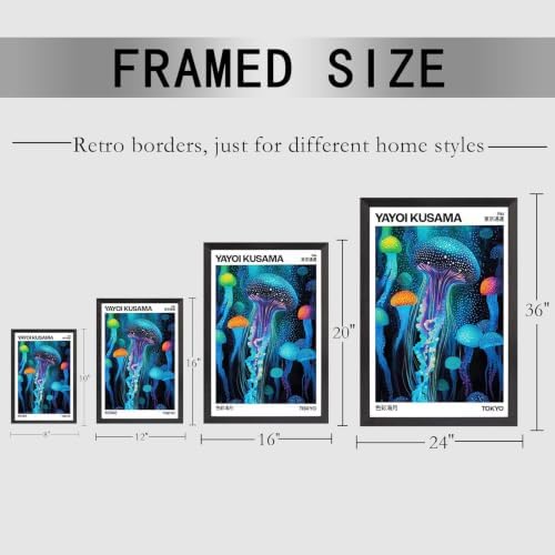 Black Framed Colorful Jellyfish Tokyo 1984 Canvas Wall Art 16x20in - Image 5