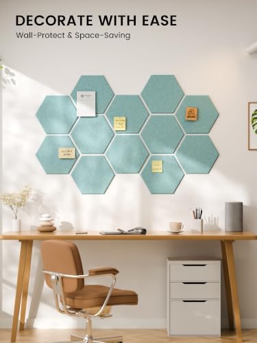 Fluxynara 12-Pack Hexagon Felt Bulletin Board Tiles, Coastal Dawn - Image 6