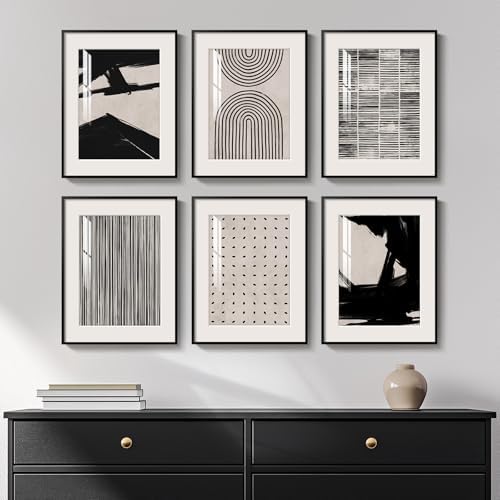 Framed Boho Black and White Abstract Wall Art by Cuspin