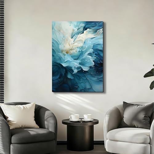 Ship Next Day Abstract Blue Flower Wall Art Canvas Prints Modern Floral Canvas - Image 7