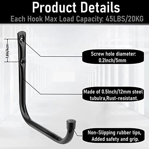 Heavy Duty Garage Hooks, 6.7Inch Wall Mount Garden Tools Storage Hook - Image 3