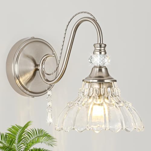 1 Piece Brushed Nickel Finish Wall Sconce, 1-Light Modern Wall Sconce by Unknown
