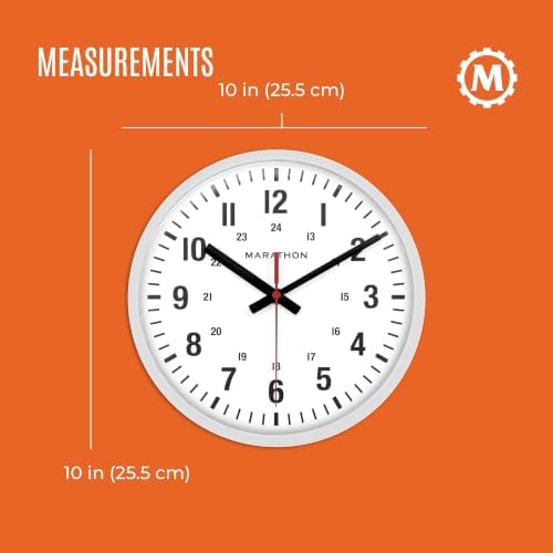MARATHON 10-Inch Silent Sweep Analog Wall Clock - Image 5