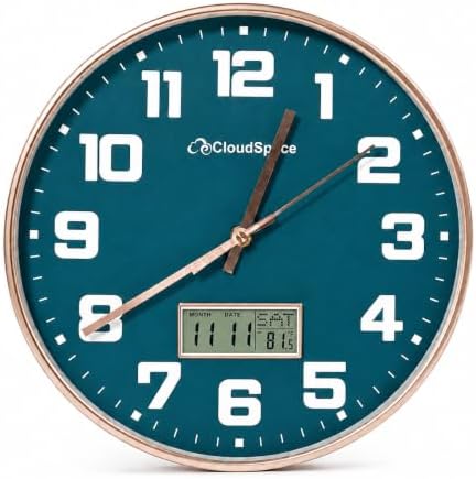 Cloud Space 12” Silent Wall Clock Battery Operated, Non Ticking Modern Wall by Cloud+Space