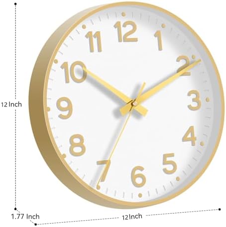 Roymnie 12 Inch Wall Clock Battery Operated Silent Non Ticking Analog - Image 3