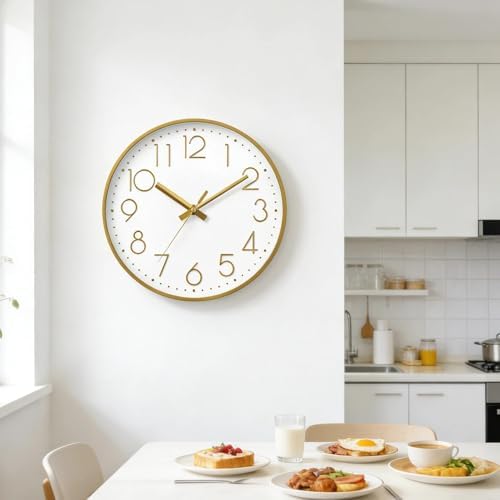 DAXSMY Wall Clock 14 Inch Gold Decorative, Battery Operated Silent - Image 7