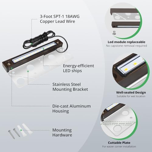 GKOLED 4-Pack Replaceable 6.8" LED Hardscape Lights, Low Voltage Retaining Wall - Image 5