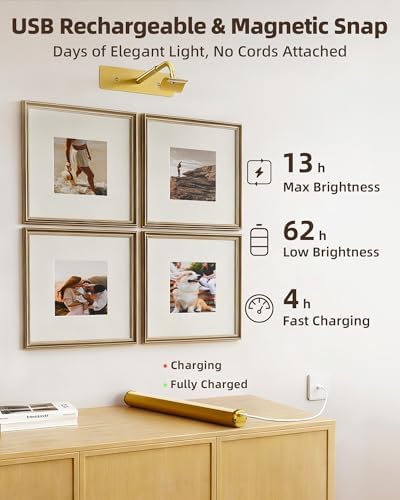 EZVALO 13inch Picture Lights for Wall, 4000mAh Rechargeable Art Lights - Image 3