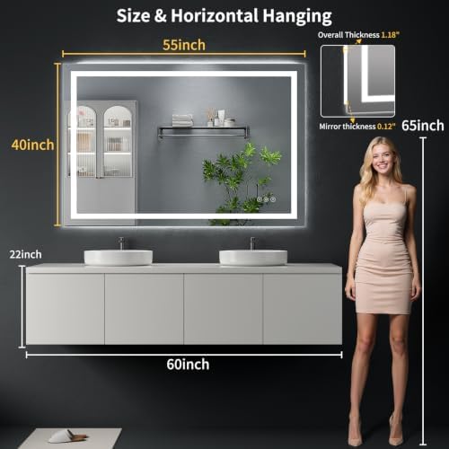 55"x40" LED Bathroom Mirror - Image 7