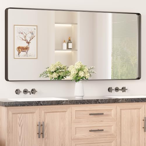 Keonjinn 60 x 28 Inch Black Bathroom Mirrors by Keonjinn