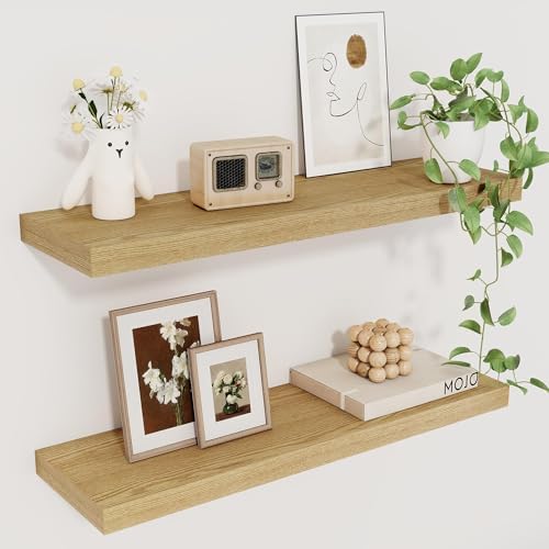 Fun Memories Floating Shelves for Wall, 22.5" Rustic Wood Deep Wall Mounted by FunMemories