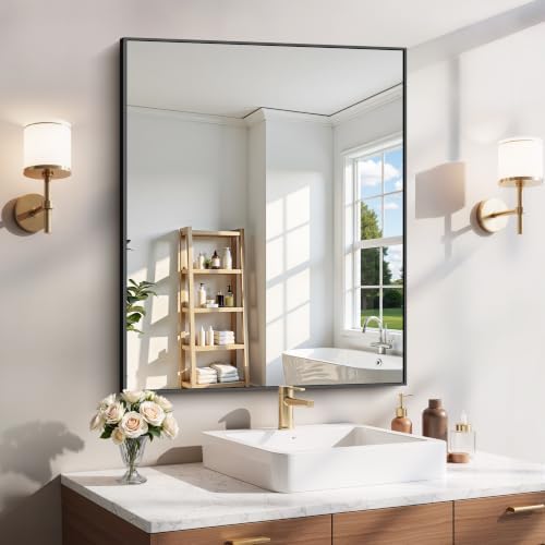 YIROMAN Bathroom Mirror 30"x36", Matte Black Bathroom Mirror by Unknown