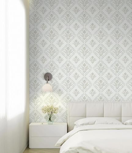 Kitico Peel and Stick Retro Bohemian Wallpaper Light Beige Contact Paper Flower - Image 6