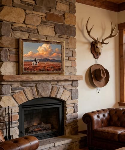 Vintage Gold Framed Wall Art Western Cowboy Wall Art Vintage Cowboy on Horse - Image 5