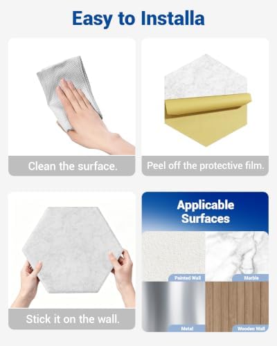 12 Pack Hexagon Self-Adhesive Decorative Acoustic Wall Panels - Image 5