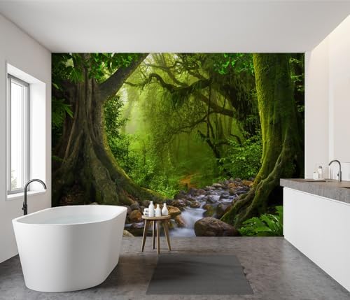 Green Forest Landscapes Woodland Tree Fabric Wallpaper Living Room Bedroom - Image 3