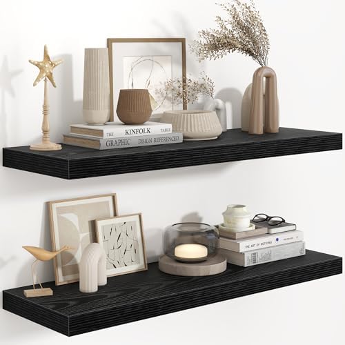 Fun Memories Black Floating Shelves 36 Inch Long, 9.3 Inch Deep Floating Shelf by FunMemories